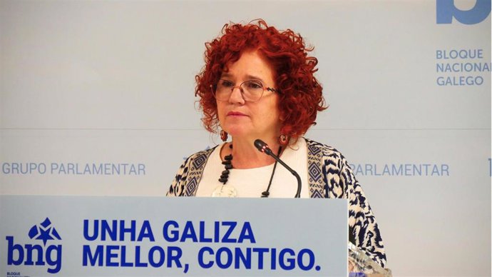 La diputada del BNG Montse Prado en rueda de prensa.
