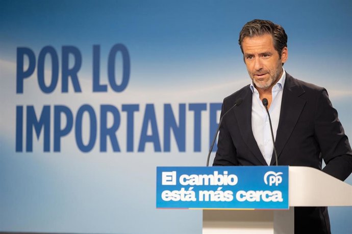 El portavoz nacional del Partido Popular, Borja Sémper, durante la rueda de prensa posterior al Comité de Dirección del PP, a 24 de agosto de 2026, en Madrid (España). 