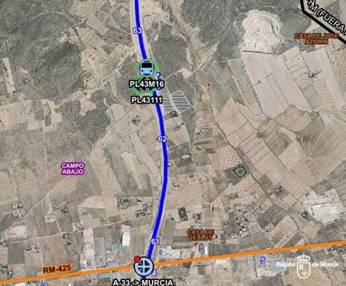 Muere un hombre tras un accidente entre un turismo y un camión en la A-33, en Yecla