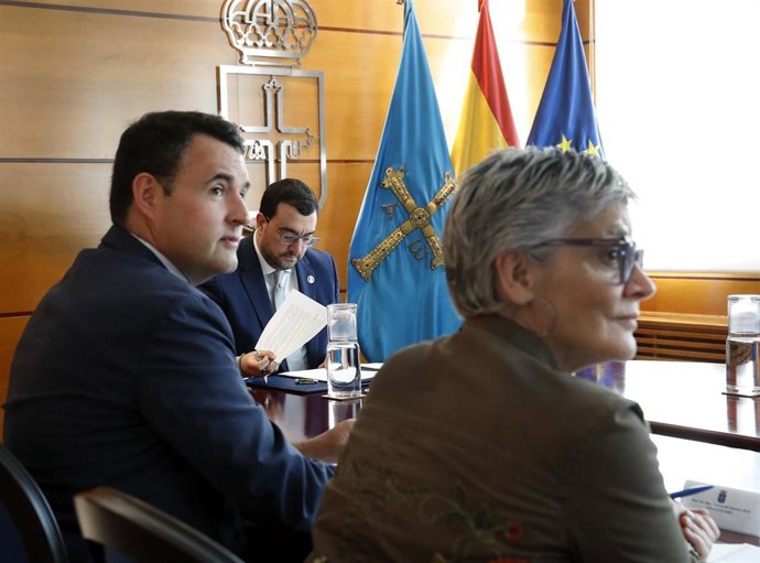 Archivo - El consejero de Hacienda, Guillermo Peláez, en la reunión del Consejo de Gobierno junto a la consejera Concepción Saavedra y el presidente Adrian Barbón, en una imagen de archivo.