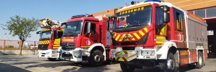 Camiones de bomberos de la Diputación de Cuenca.