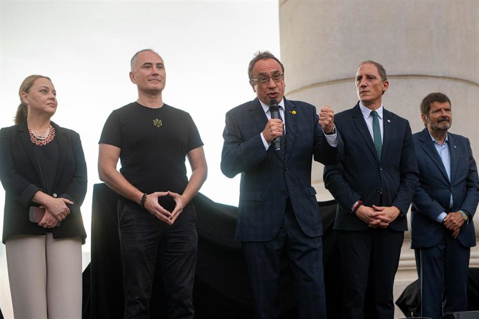 El presidente del Parlament, Josep Rull, durante la clausura del 35 aniversario de la independencia de Ucrania, a 24 de agosto de 2026, en Barcelona, Catalunya (España). Rull ha participado en el acto de conmemoración de los 35 años de la independencia de