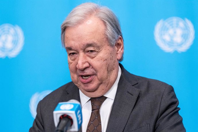 July 31, 2026, New York, New York, United States: Secretary-General Antonio Guterres speaks to the press at UN Headquarters in New York, NY on July 31, 2026. UN Secretary-General António Guterres reported on his recent visits to Syria, Jordan, and Cyprus.