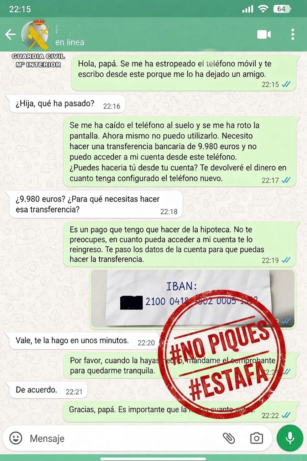 La Guardia Civil esclarece una estafa del "familiar en apuros"