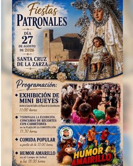 Cartel con la programación de las fiestas patronales de Santa Cruz de la Zarza.