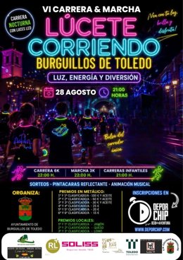 Cartel de la carrera y marcha 'Lúcete corriendo' de Burguillos de Toledo.