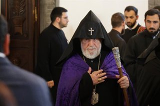 ARMENIA, ARMAVIR PROVINCE - AUGUST 7, 2026: Catholicos Garegin II of All Armenians arrives for a joint prayer at the Cathedral of Etchmiadzin in Vagharshapat, east of Armavir, after a court hearing over allegations of him failing to comply with a civil co