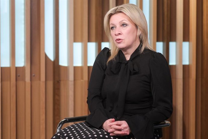 Archivo - Arquivo - RÚSSIA, MOSCOU - 17 DE ABRIL DE 2026: Maria Zakharova, secretária de imprensa do Ministério das Relações Exteriores da Rússia, concede entrevista à agência de notícias russa TASS