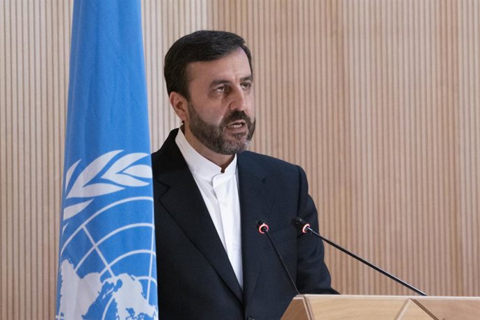 Archivo - Arquivo - FOTO DE DIVULGAÇÃO - 28 de fevereiro de 2022, Suíça, Genebra: Kazem Gharibabadi, vice-presidente do Poder Judiciário para Assuntos Internacionais e secretário do Conselho Superior de Direitos Humanos da República Islâmica do Irã, discu