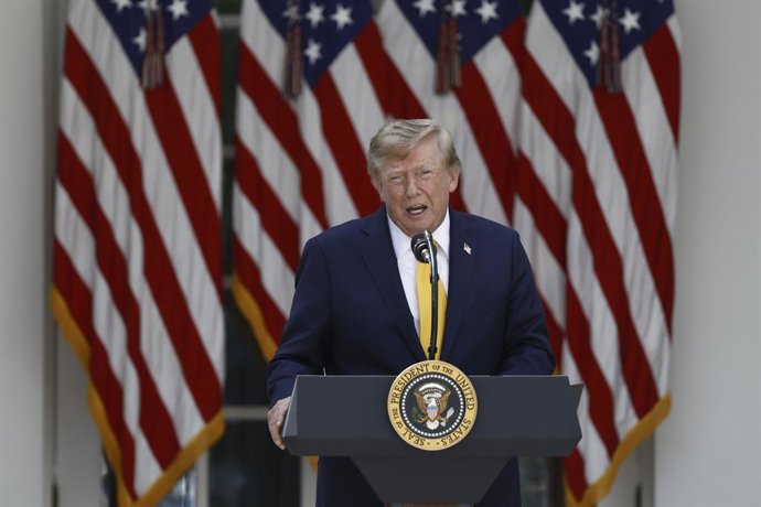 August 24, 2026, Washington, District Of Columbia, USA: United States President Donald J Trump arrives to deliver remarks during an education event in the Rose Garden of the White House in Washington DC, USA, 24 August 2026. President Trump and Secretary 