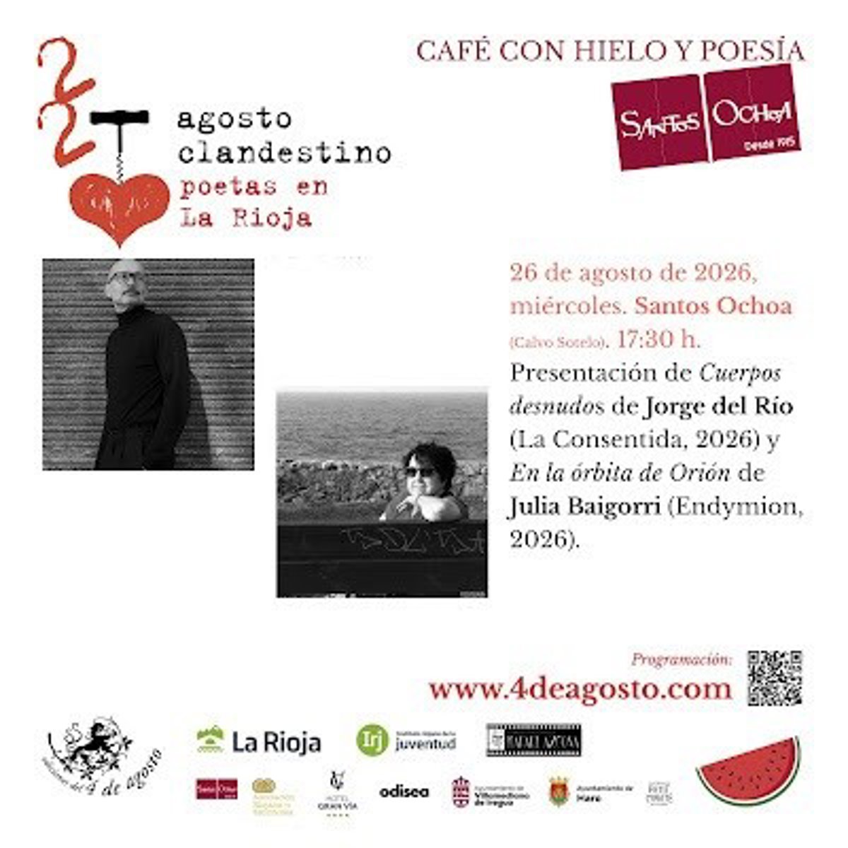 Jorge del Río y Julia Baigorri maridan sus últimos libros este miércoles con café con hielo en #agostoclandestino