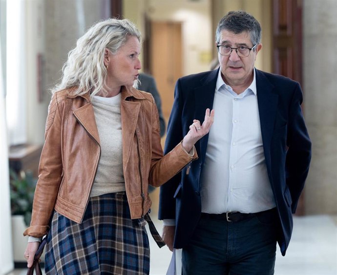 Archivo - Montse Mínguez y el portavoz del PSOE en el Congreso, Patxi López