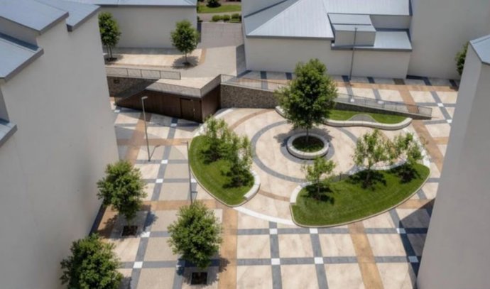 Infografía del proyecto de remodelación de la plaza Marrón y la calle Camino Llano de Cáceres