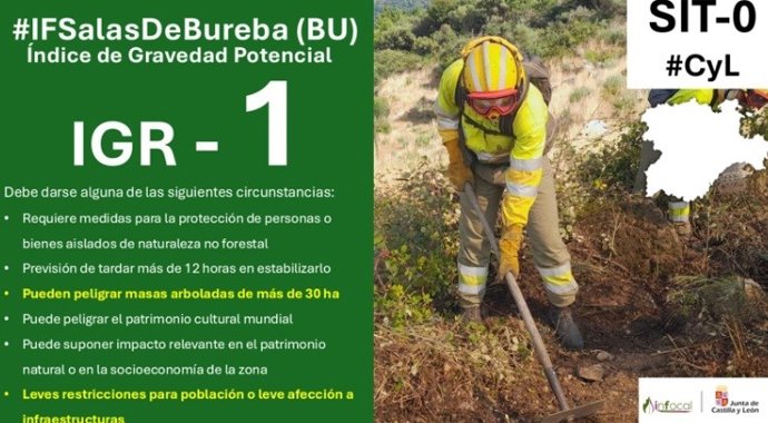 Declarado índice de gravedad 1 en un incendio forestal en Salas de Bureba (Burgos)