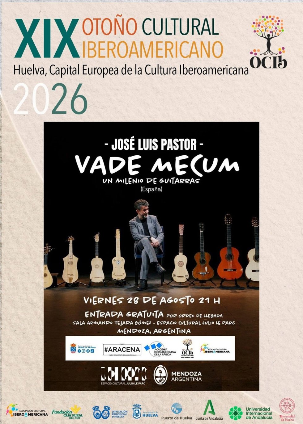 Cartel del espectáculo 'Vade Mecum. A millennium of guitars' de José Luis Pastor.