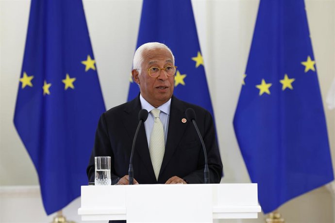 El presidente del Consejo Europeo, António Costa, tras reunirse en Vilna con el presidente de Lituania, Gitanas Nauseda.