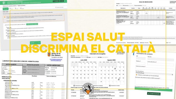 Montaje de capturas de pantalla de la app 'Espai Salut' producido por Obra Cultural Balear