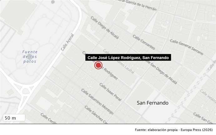Calle donde se ha registrado un incendio en un local comercial de San Fernando
