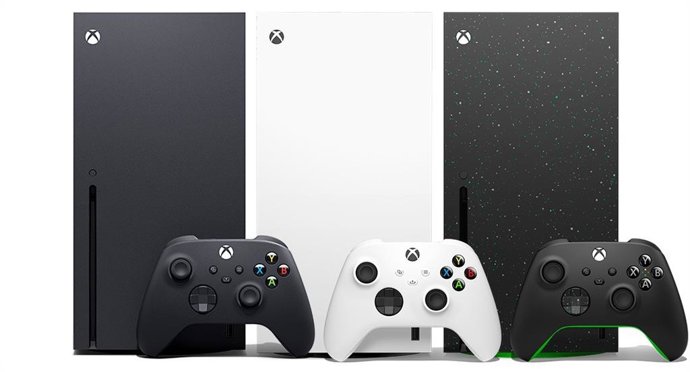 Imagem dos consoles Xbox Series X.