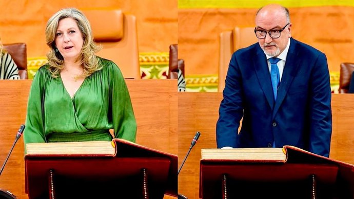 Los parlamentarios andaluces de Vox por Granada Beatriz Sánchez y Ricardo López.