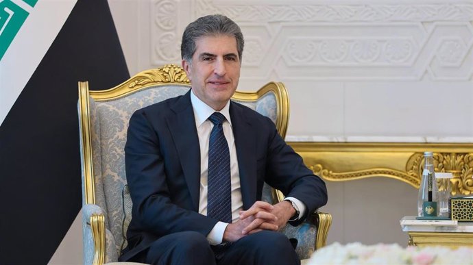 El presidente de la región semiautónoma del Kurdistán iraquí, Nechirvan Barzani, durante una visita oficial a Siria el 3 de agosto de 2026 (archivo)
