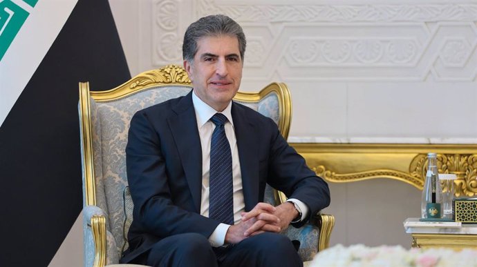 3 de agosto de 2026, Síria, Síria, República Árabe da Síria: O presidente sírio Ahmad al-Sharaa recebe o presidente da Região do Curdistão, Nechirvan Barzani, e a delegação que o acompanha no Palácio do Povo, em Damasco, Síria, em 3 de agosto de 2026, na 