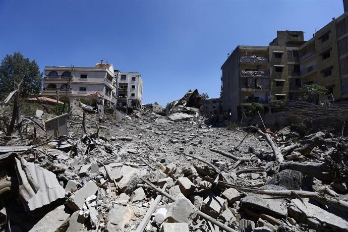 Archivo - Restos y escombros de Nabatiyé, en el sur de Líbano, a causa de los ataques de Israel