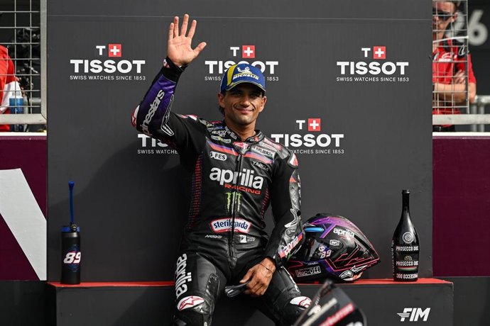 MARTIN Jorge (spa), Aprilia Racing, Aprilia RS-GP26, podium, portrait in Sprint Race during the 2026 Qatar Airways Grand Prix of Great Britain on the Silverstone Circuit from August 7 to 9, 2026, in Silverstone, United Kingdom - Photo Studio Milagro / DPP