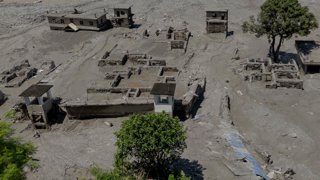 NUWAKOT, Aug. 27, 2026  -- A drone photo taken on Aug. 27, 2026 shows a view of a massive flash flood-hit Nuwakot, Nepal. Nepal's National Disaster Risk Reduction Management Authority said that as many as 359 bodies had been recovered from flood-hit areas