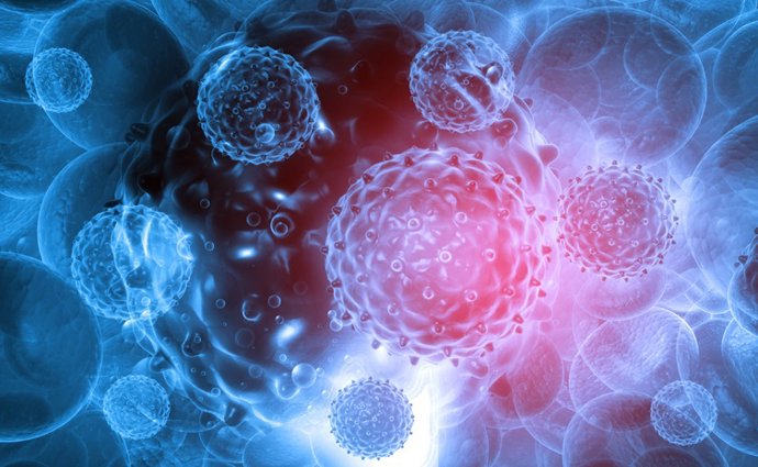 Archivo - Imagen de recurso de un virus sobre fondo abstracto.