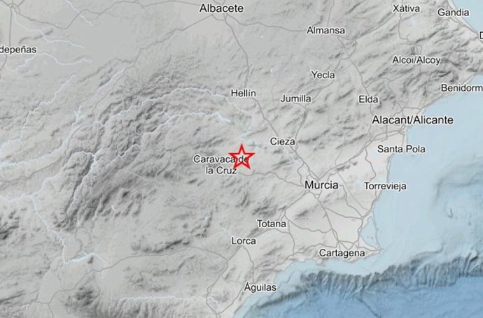 Mapa del IGN con el punto donde se ha registrado el seísmo