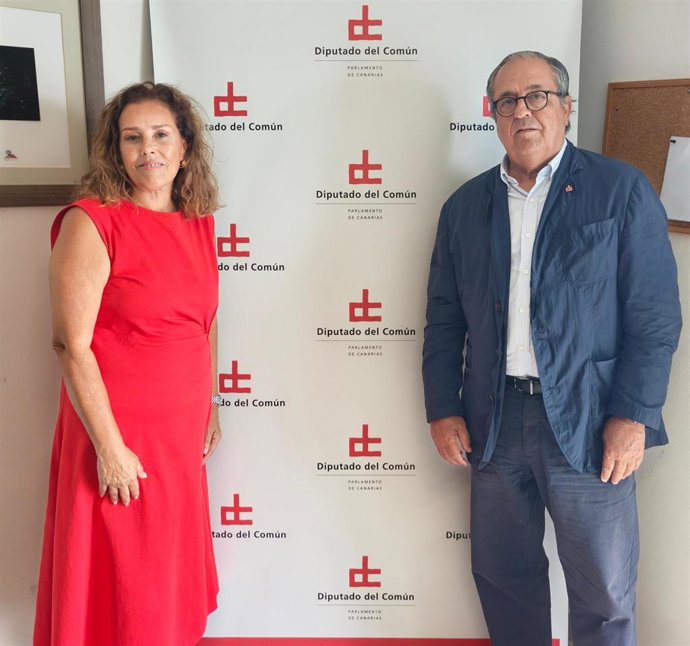 La presidenta del Parlamento de Canarias, Astrid Pérez, y el adjunto primero de la Diputación del Común, Antonio Alarcó