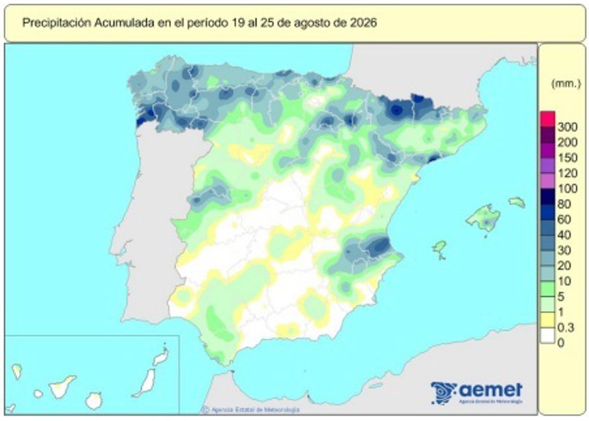 España registra 633 l/m2 de lluvia acumulada desde principios de octubre, un 7% más de lo normal