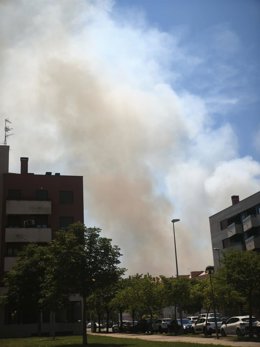 Archivo - Imagen de archivo del incendio de este verano en el entorno de Pradoviejo en Logroño