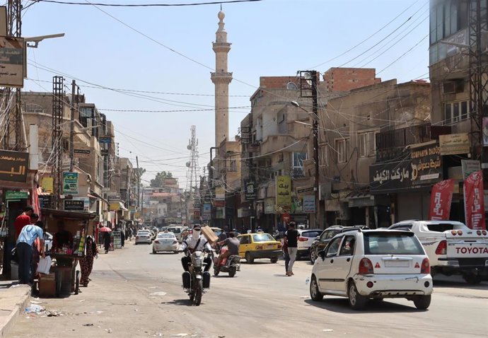 Fotografía de archivo de una calle en Hasaka, Siria