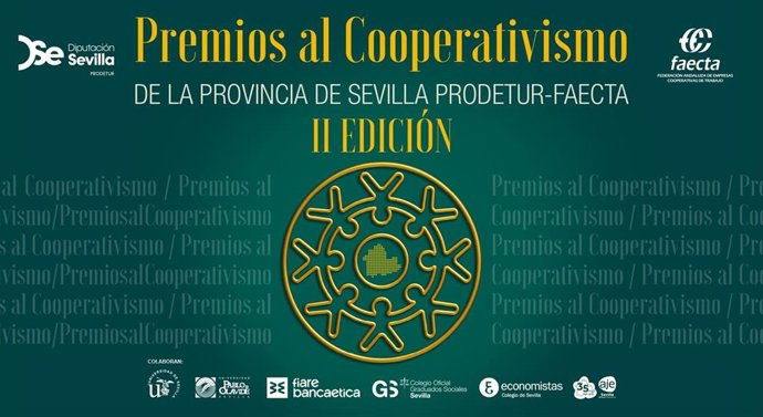Cartel segunda edición de 'Premios al Cooperativismo' de Faecta y la Diputación de Sevilla.