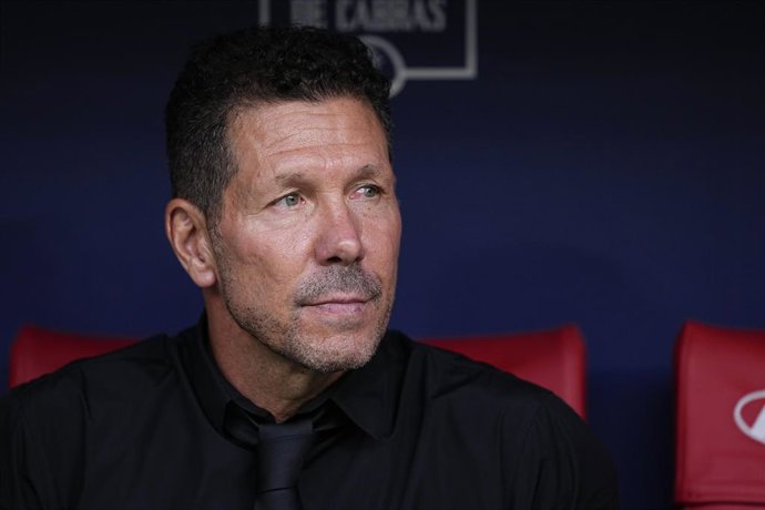 Diego Simeone, head coach of Atletico de Madrid, looks on during the Spanish League, LaLiga EA Sports, football match played between Atletico de Madrid and Villarreal CF at Riyadh Air Metropolitano stadium on August 23, 2026, in Madrid, Spain.