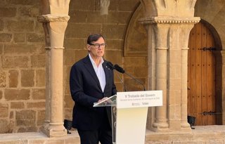 El president de la Generalitat, Salvador Illa, en la V Trobada del Govern a Os de Balaguer (Lleida)
