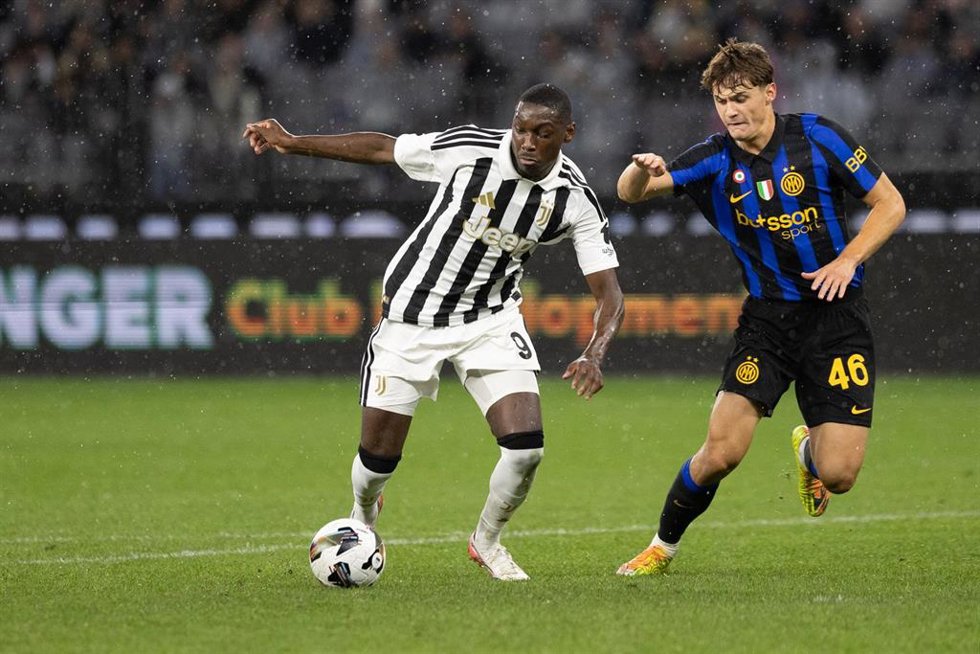 Randal Kolo Muani, futbolista de la Juventus, en un partido ante el Inter