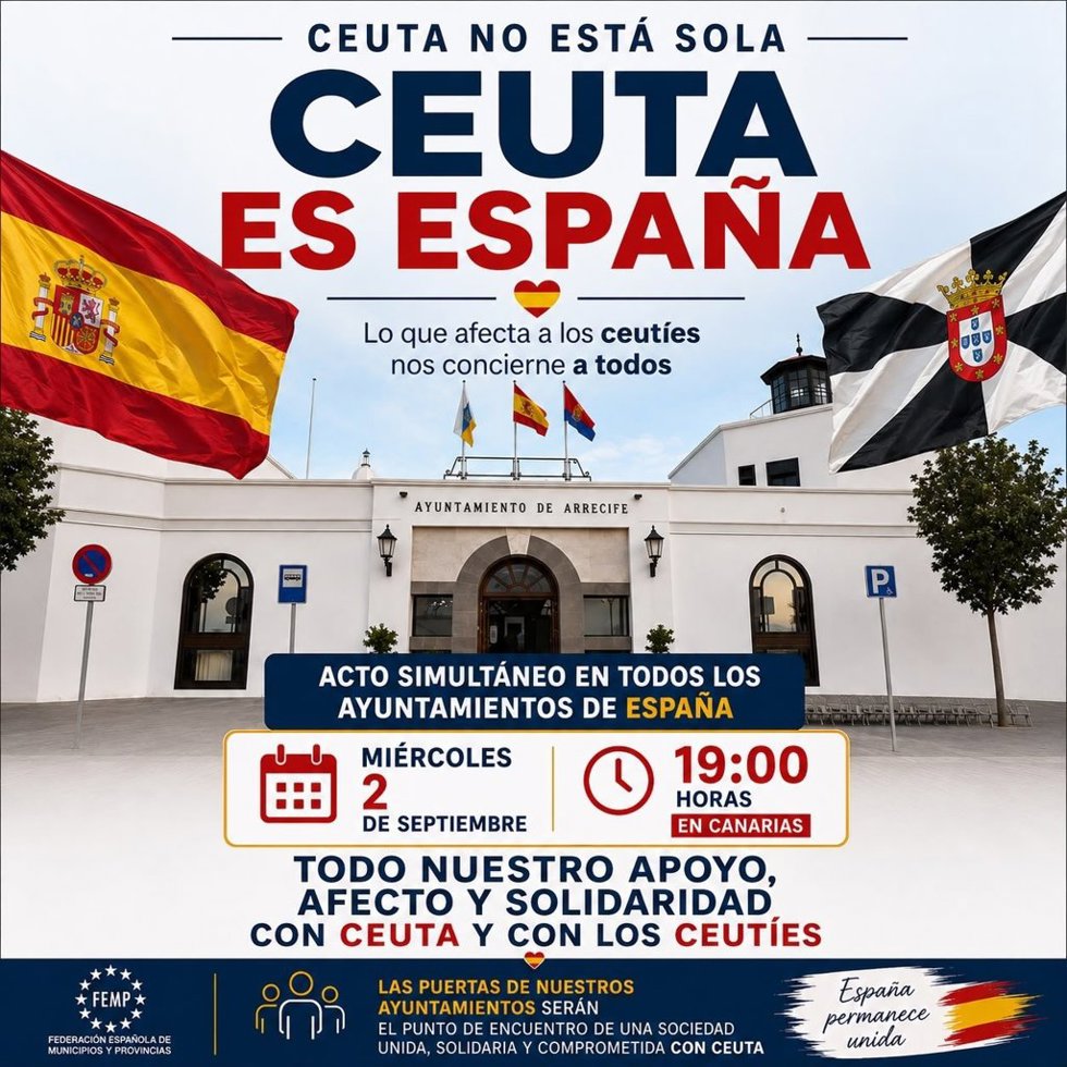 Arrecife (Lanzarote) se sumará este miércoles a la convocatoria de la FEMP en apoyo a Ceuta