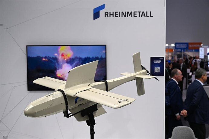 Archivo - Un dron FV-014 de Rheinmetall, en la feria internacional Xpontential, a 25 de marzo de 2025, en Düsseldorf (Alemania).