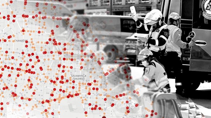El mapa de los accidentes de tráfico en Madrid por distritos
