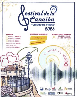 Archivo - Cartel del VII Festival de la Canción 'Turismo de Priego'.