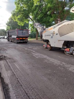 Obra de reasfaltado en Jerez de la Frontera (Cádiz).