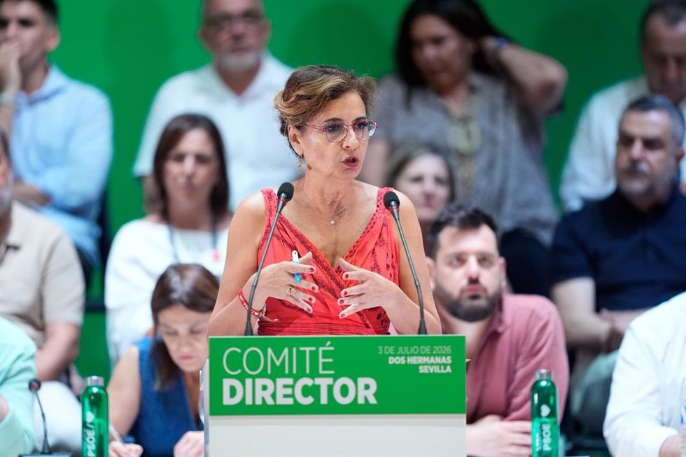 Archivo - La secretaria general del PSOE-A, María Jesús Montero, en su intervención en el Comité Director del partido en Dos Hermanas (Sevilla). (Foto de archivo).
