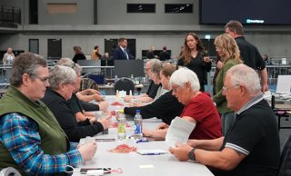 REYKJAVIK, Aug. 30, 2026  -- Staff members count votes at a vote counting center located at a stadium in Reykjavik, Iceland, Aug. 29, 2026. Icelanders started voting on Saturday on whether to restart negotiations to join the European Union (EU), more than