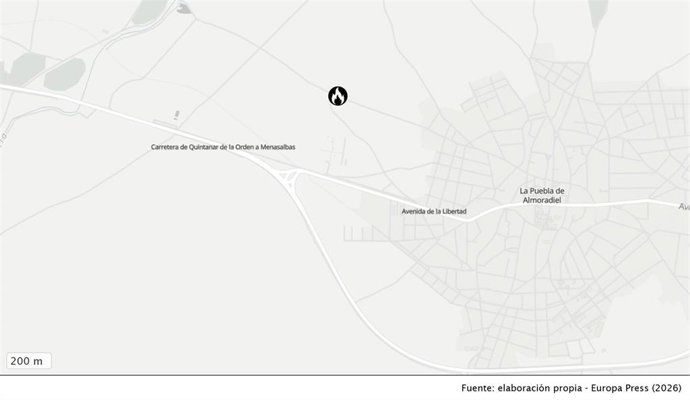 El incendio se ha iniciado en la cocina de una vivienda unifamiliar de La Puebla de Amoradiel.