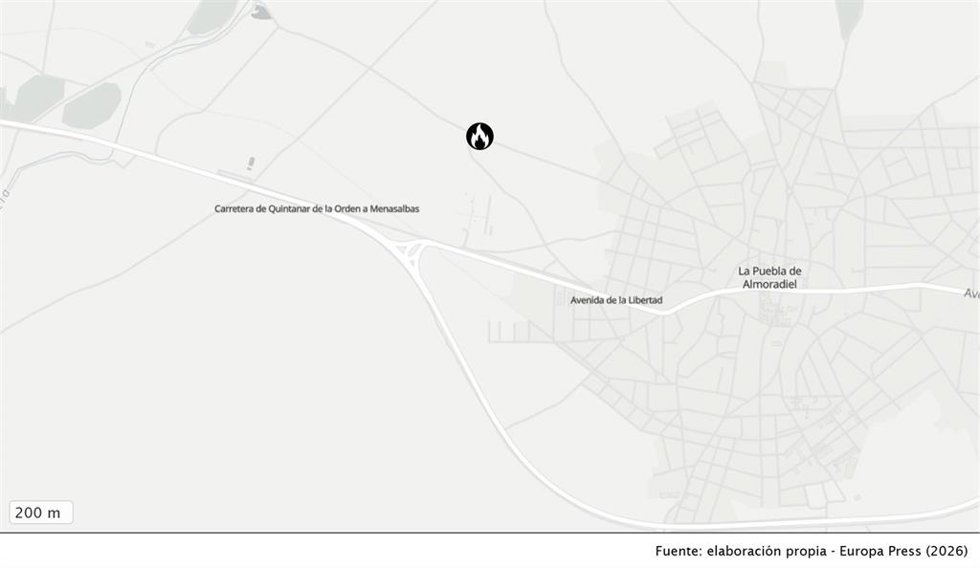 El incendio se ha iniciado en la cocina de una vivienda unifamiliar de La Puebla de Amoradiel.