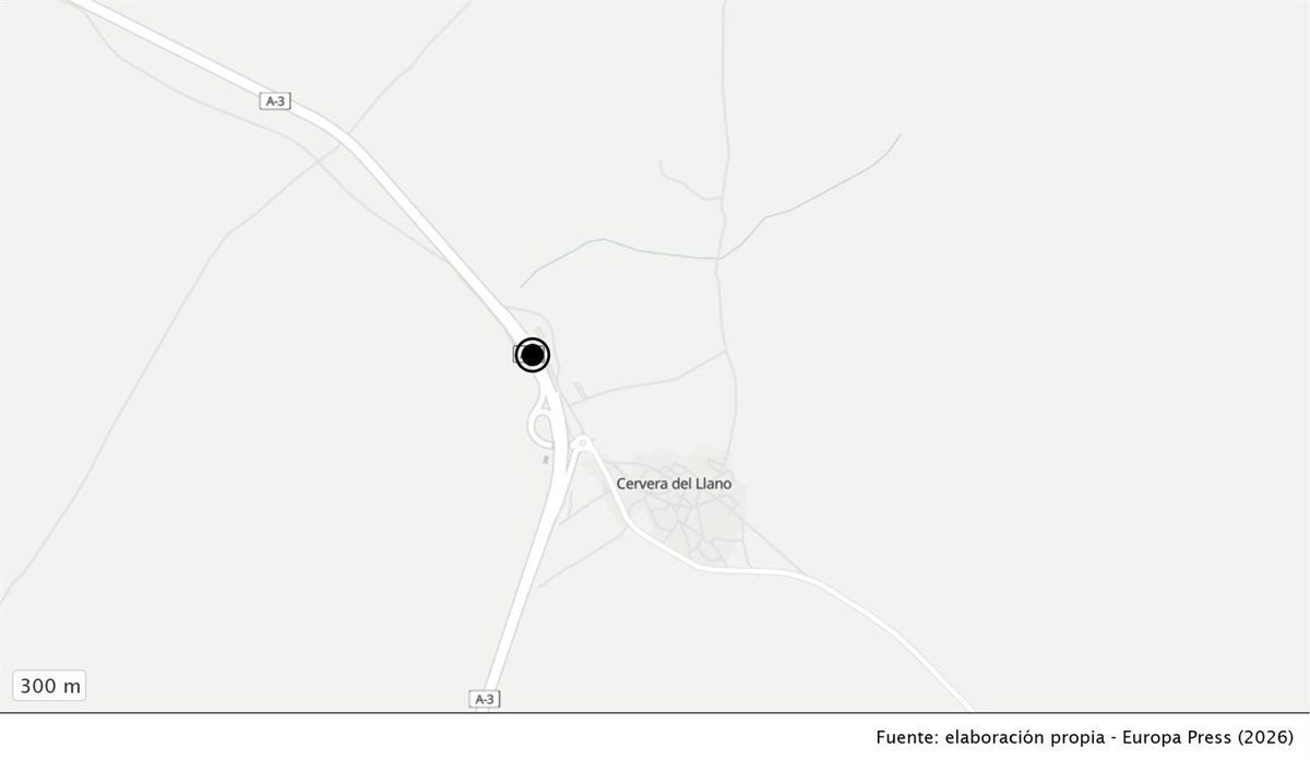 Un choque en cadena con seis vehículos en la A-3 a su paso por Cervera se salda con una mujer herida leve