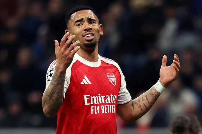 Archivo - Gabriel Jesús se lamenta durante un partido del Arsenal FC